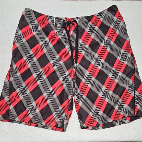 Hurley Men's 38 Board Shorts Swim‎ Trunks Bathing Suit Unlined Red Black - Picture 1 of 7